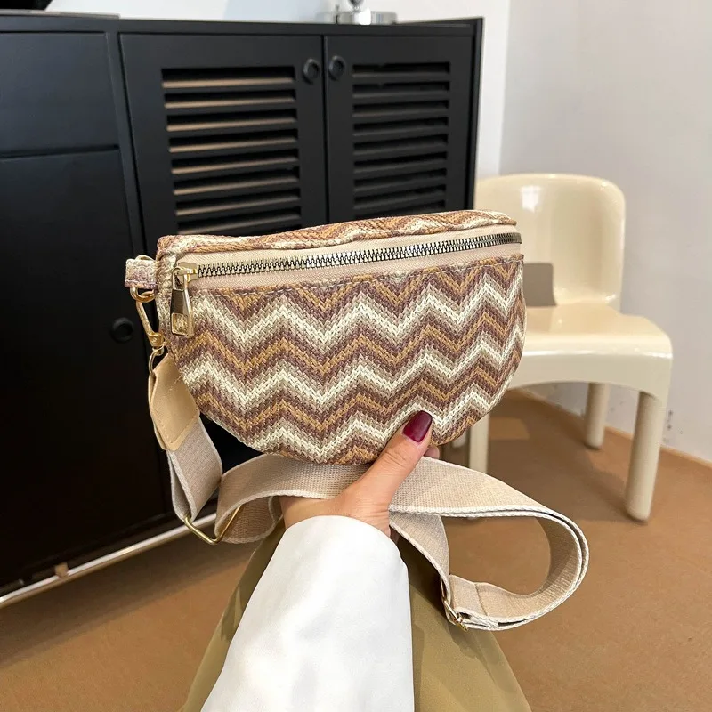 Sac Banane Paille Chevron - Image 3